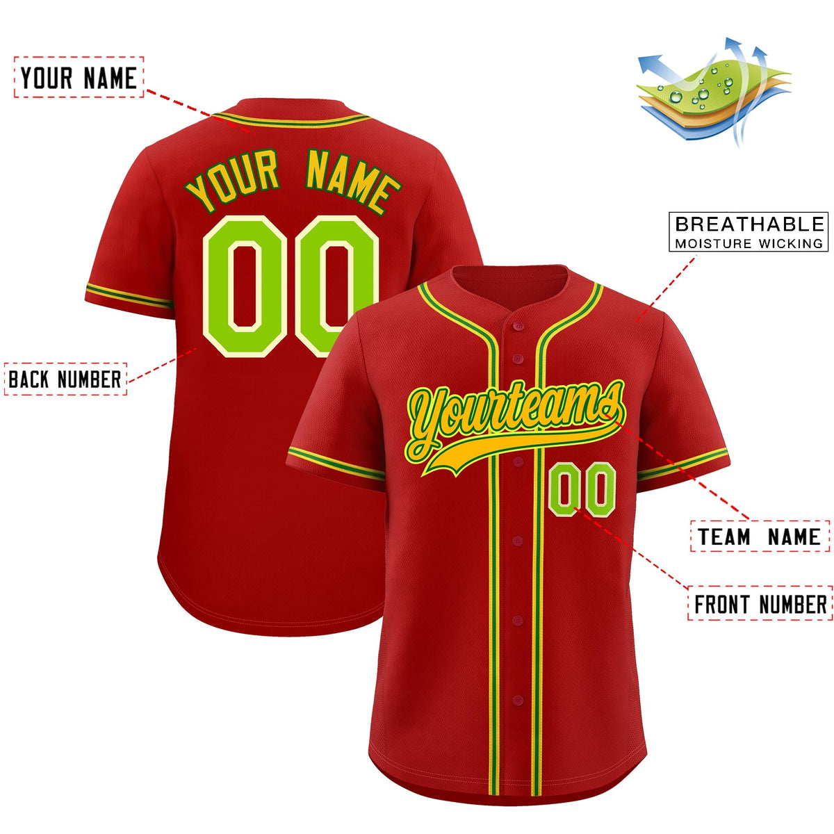 Custom Red Classic Style Stitched Sports Uniform Personalized For Teams Lightweight Baseball Jersey| KXKSHOP