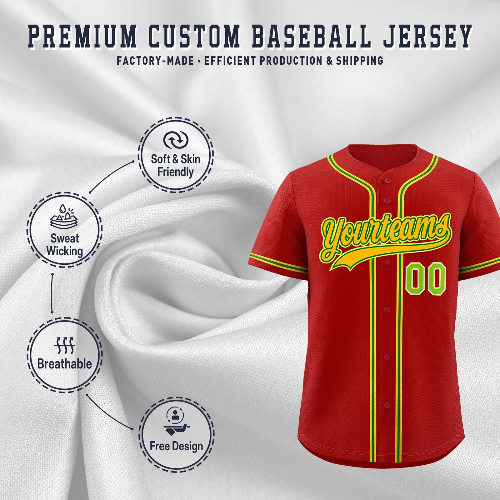 Custom Red Classic Style Stitched Sports Uniform Personalized For Teams Lightweight Baseball Jersey| KXKSHOP