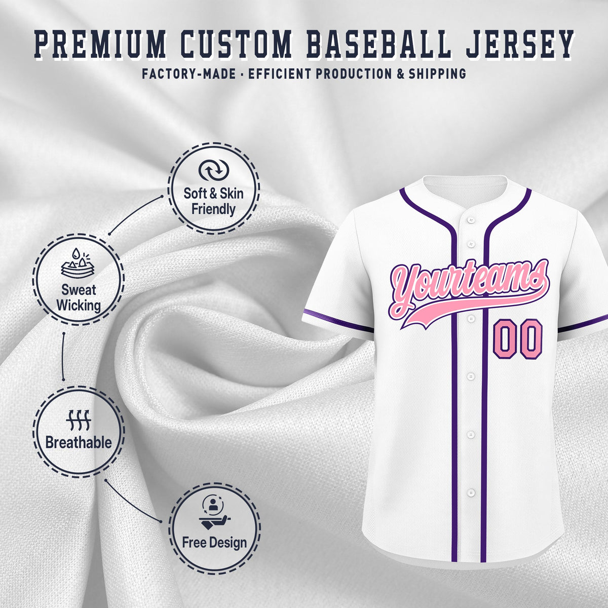 Custom White Classic Style Stitched Sports Uniform Personalized For Teams Lightweight Baseball Jersey| KXKSHOP
