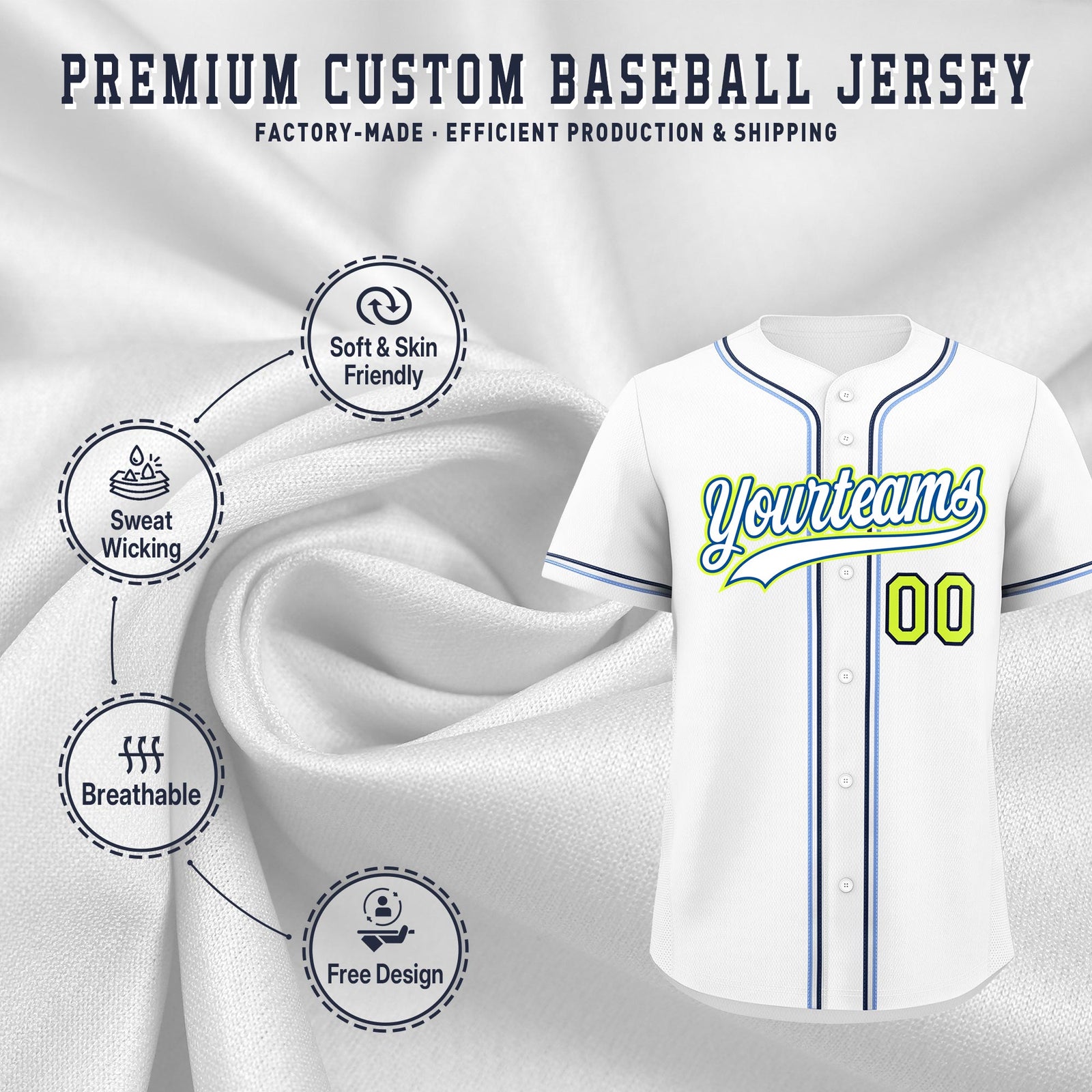 Custom White Classic Style Stitched Sports Uniform Personalized For Teams Quick Dry Baseball Jersey| KXKSHOP