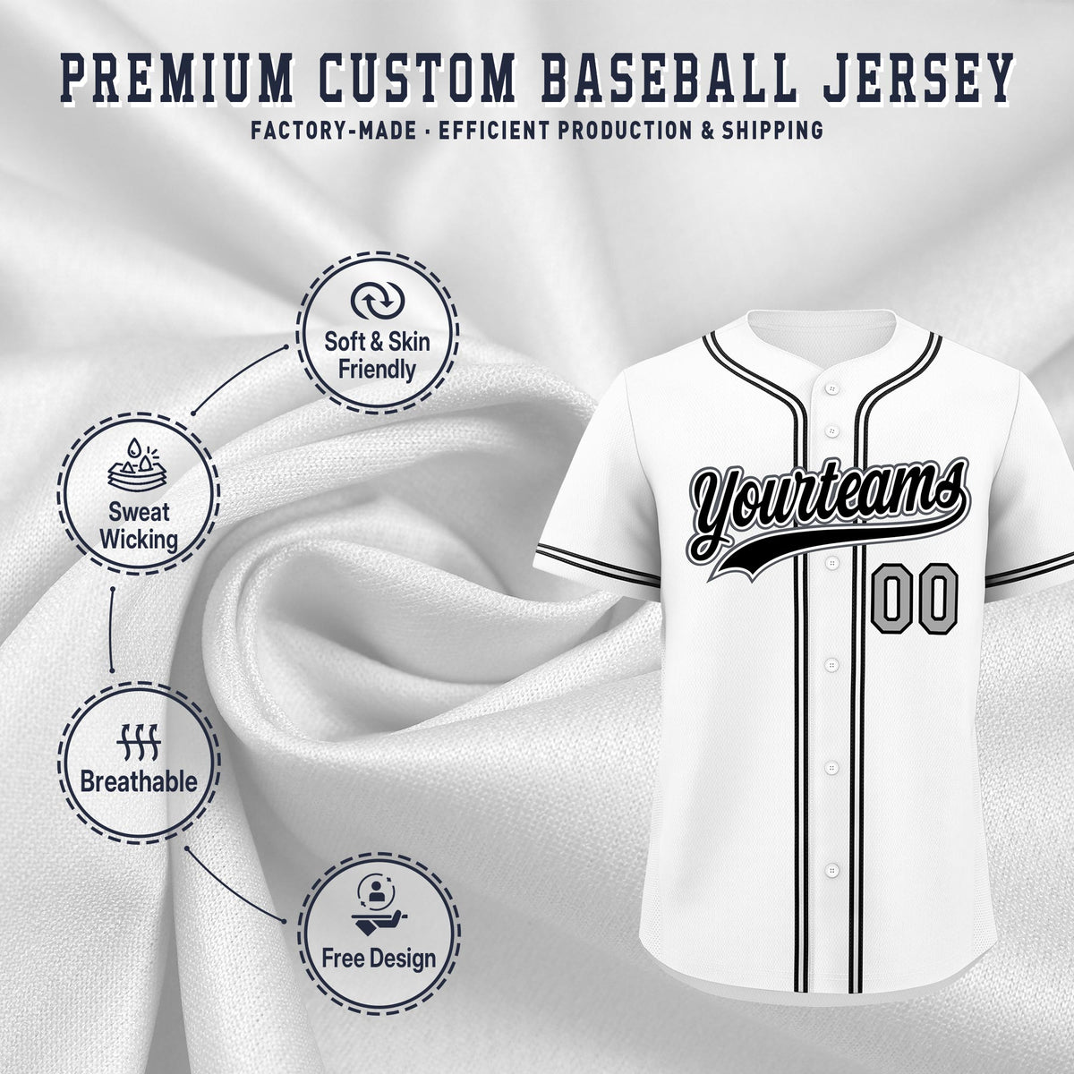 Custom White Classic Style Stitched Sports Uniform Personalized For Teams Quick Dry Baseball Jersey| KXKSHOP