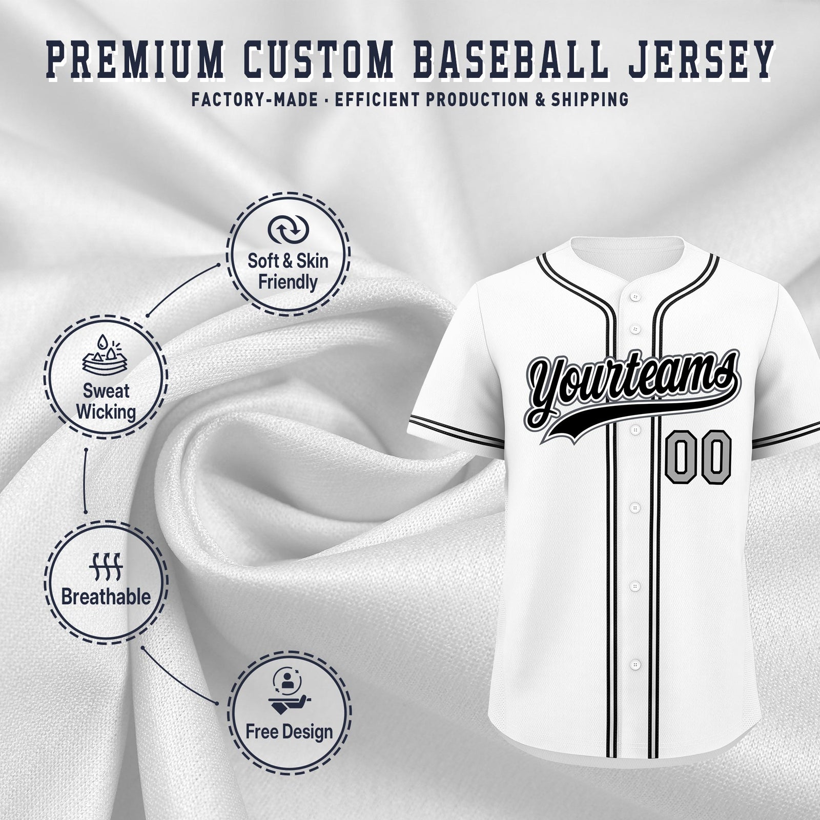 Custom White Classic Style Stitched Sports Uniform Personalized For Teams Quick Dry Baseball Jersey| KXKSHOP
