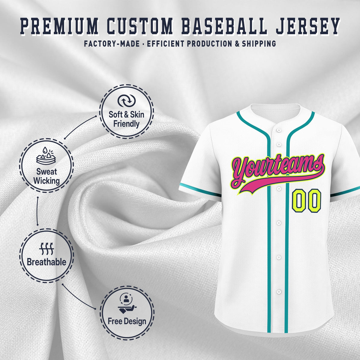Custom White Classic Style Stitched Sports Uniform Personalized For Teams Lightweight Baseball Jersey| KXKSHOP