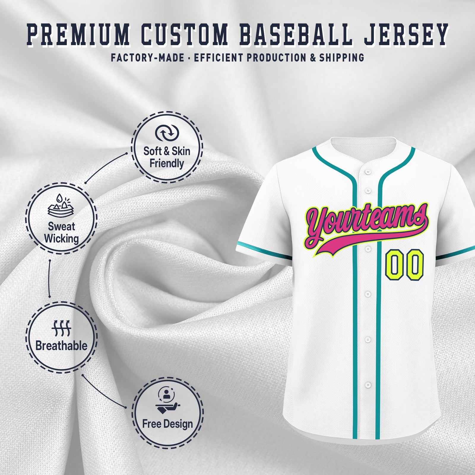 Custom White Classic Style Stitched Sports Uniform Personalized For Teams Lightweight Baseball Jersey| KXKSHOP