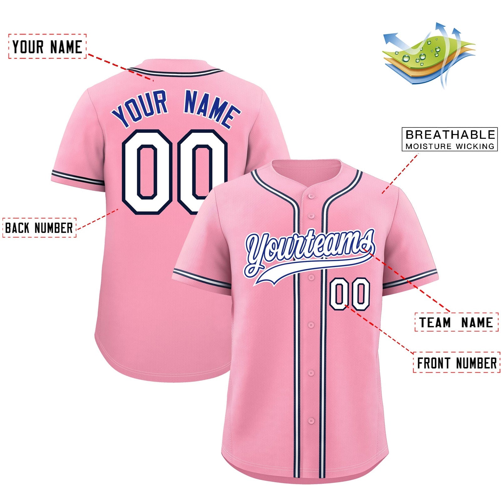 Custom Light Pink Classic Style Stitched Sports Uniform Personalized For Teams Lightweight Baseball Jersey| KXKSHOP