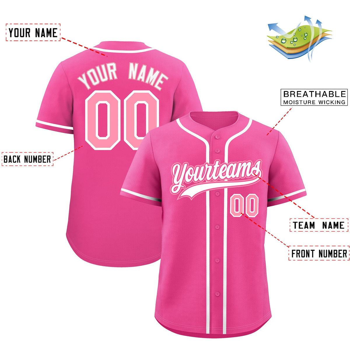 Custom Pink Classic Style Stitched Sports Uniform Personalized For Teams Quick Dry Baseball Jersey| KXKSHOP