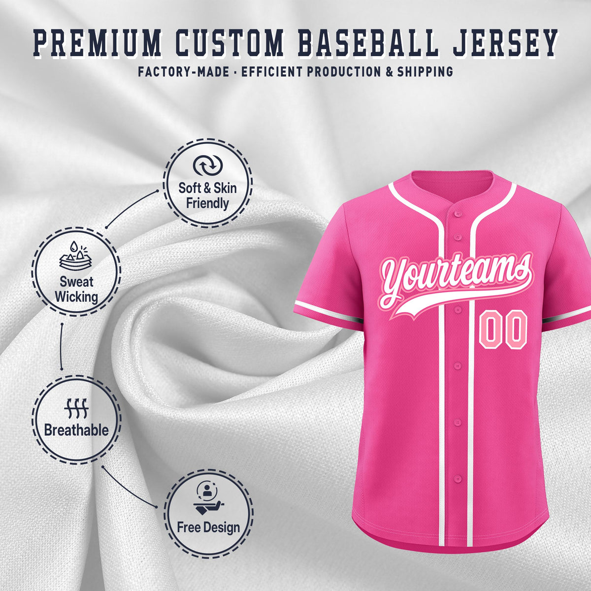 Custom Pink Classic Style Stitched Sports Uniform Personalized For Teams Quick Dry Baseball Jersey| KXKSHOP