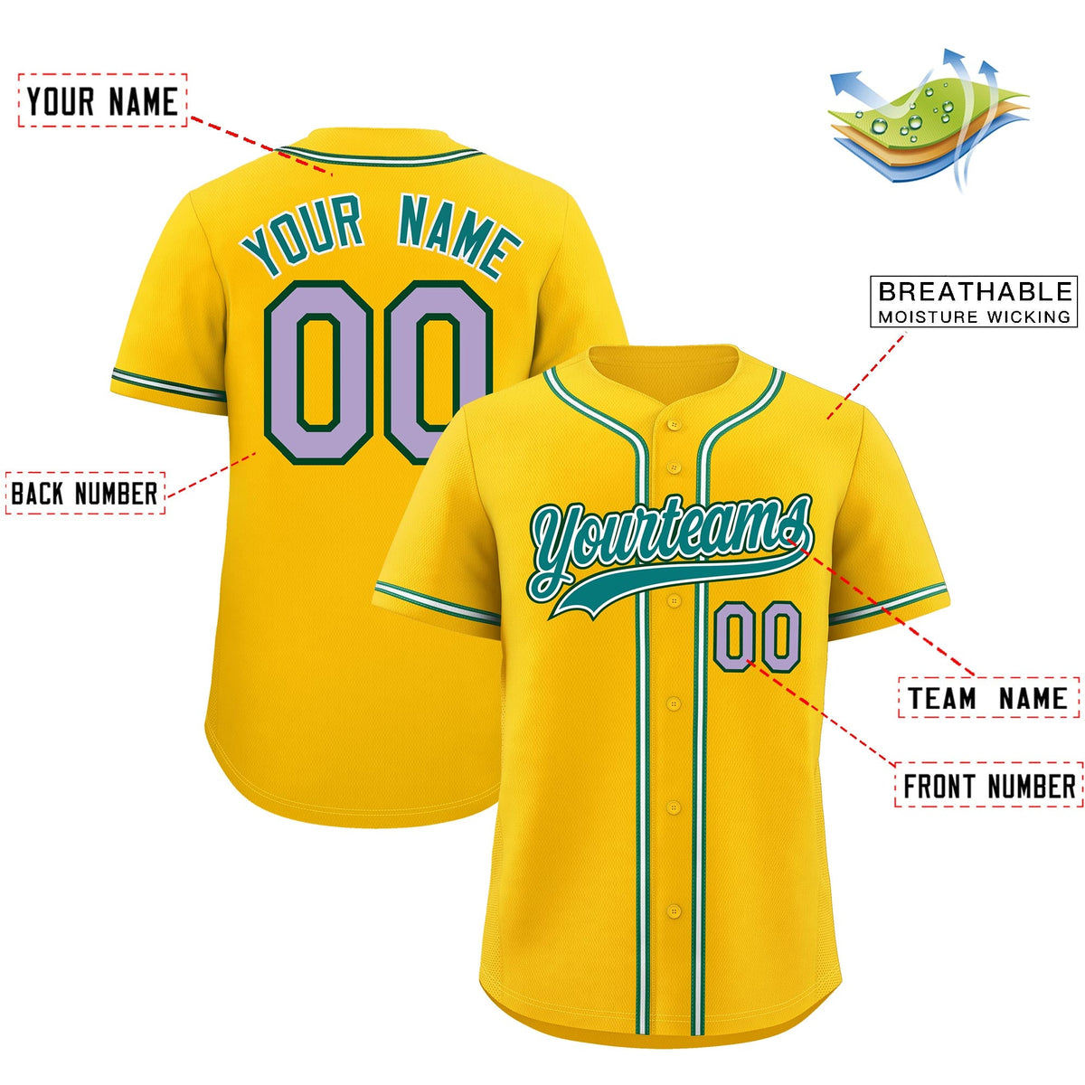Custom Yellow Classic Style Stitched Sports Uniform Personalized For Teams Lightweight Baseball Jersey| KXKSHOP