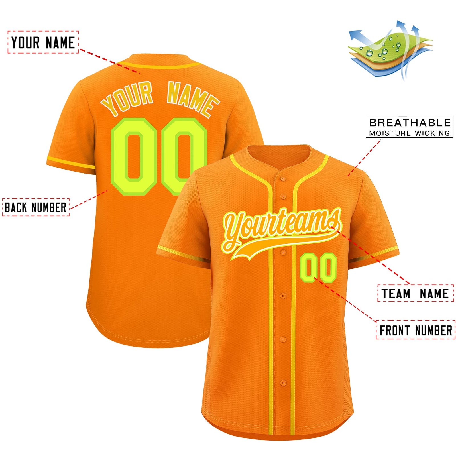 Custom Orange Classic Style Stitched Sports Uniform Personalized For Teams Lightweight Baseball Jersey| KXKSHOP