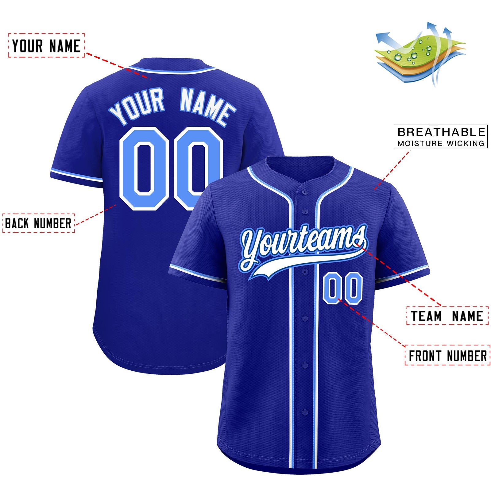 Custom Royal Classic Style Stitched Sports Uniform Personalized For Teams Quick Dry Baseball Jersey| KXKSHOP