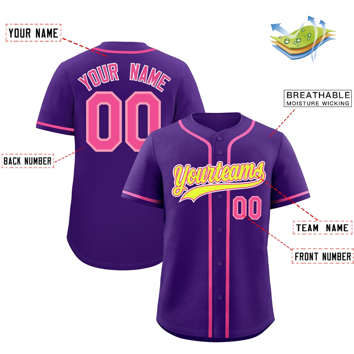 Custom Purple Classic Style Stitched Sports Uniform Personalized For Teams Quick Dry Baseball Jersey| KXKSHOP