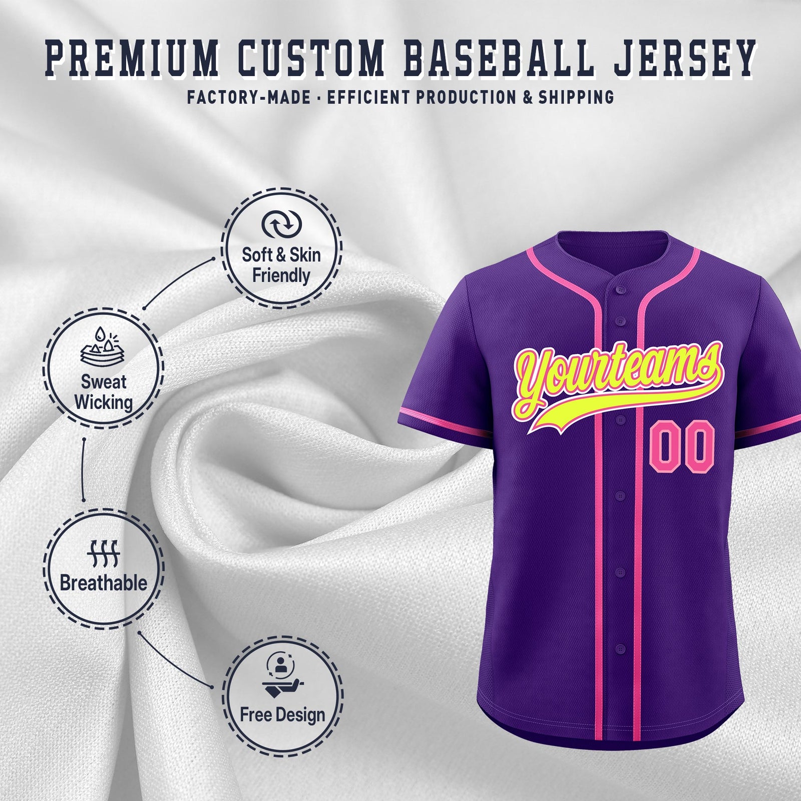Custom Purple Classic Style Stitched Sports Uniform Personalized For Teams Quick Dry Baseball Jersey| KXKSHOP