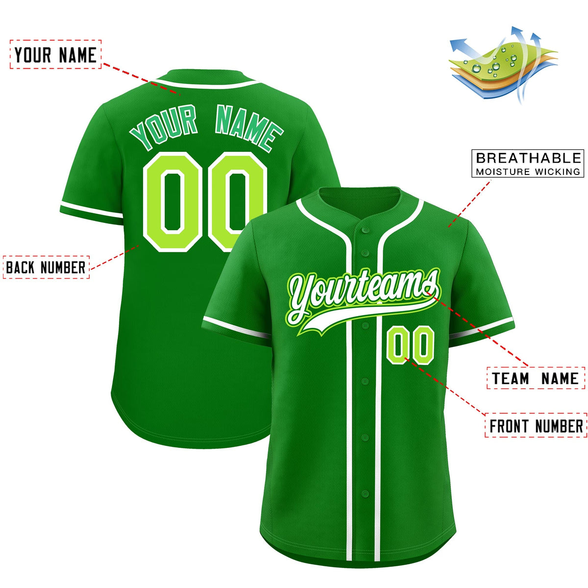 Custom Kelly Green Classic Style Stitched Sports Uniform Personalized For Teams Lightweight Baseball Jersey| KXKSHOP