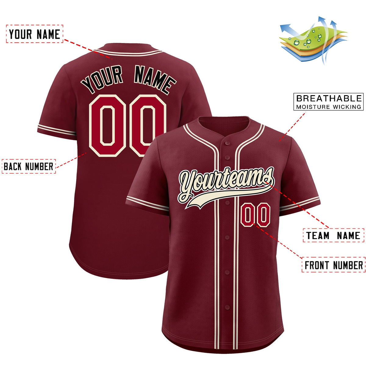Custom Maroon Classic Style Stitched Sports Uniform Personalized For Teams Quick Dry Baseball Jersey| KXKSHOP