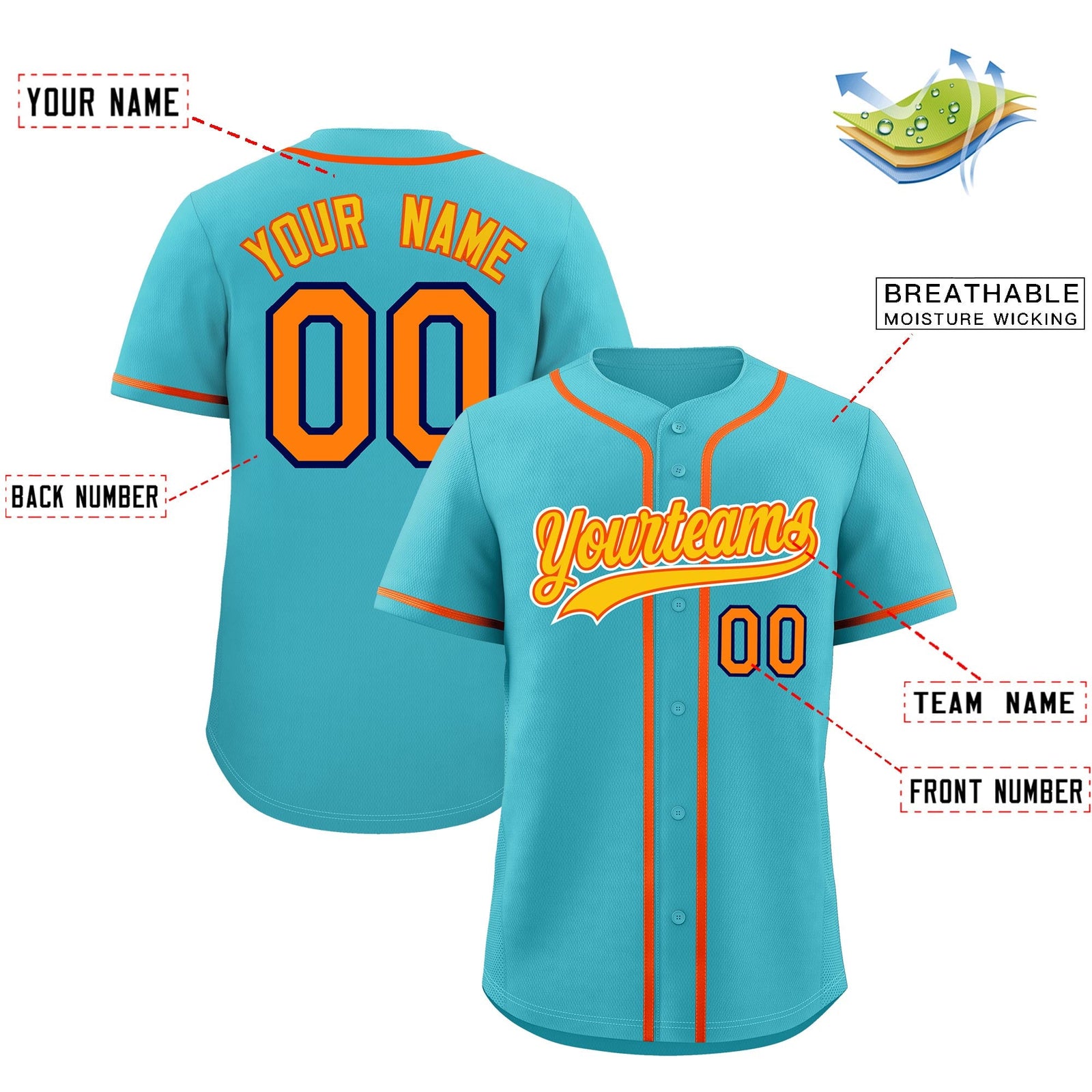 Custom Sky Blue Classic Style Stitched Sports Uniform Personalized For Teams Quick Dry Baseball Jersey| KXKSHOP