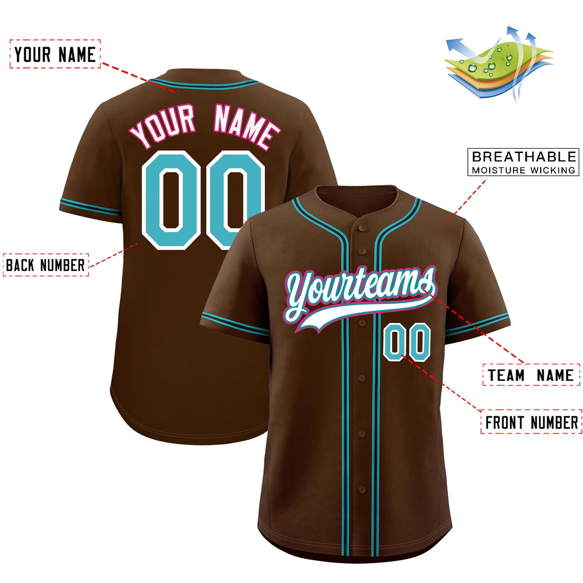 Custom Brown Classic Style Stitched Sports Uniform Personalized For Teams Quick Dry Baseball Jersey| KXKSHOP