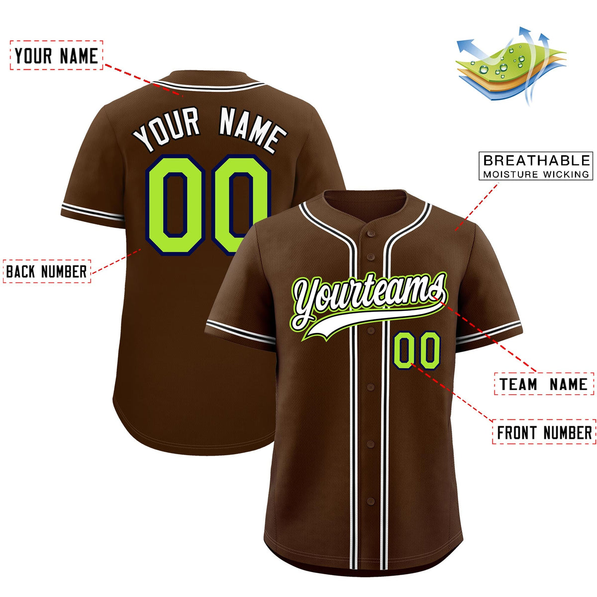 Custom Brown Classic Style Stitched Sports Uniform Personalized For Teams Lightweight Baseball Jersey| KXKSHOP