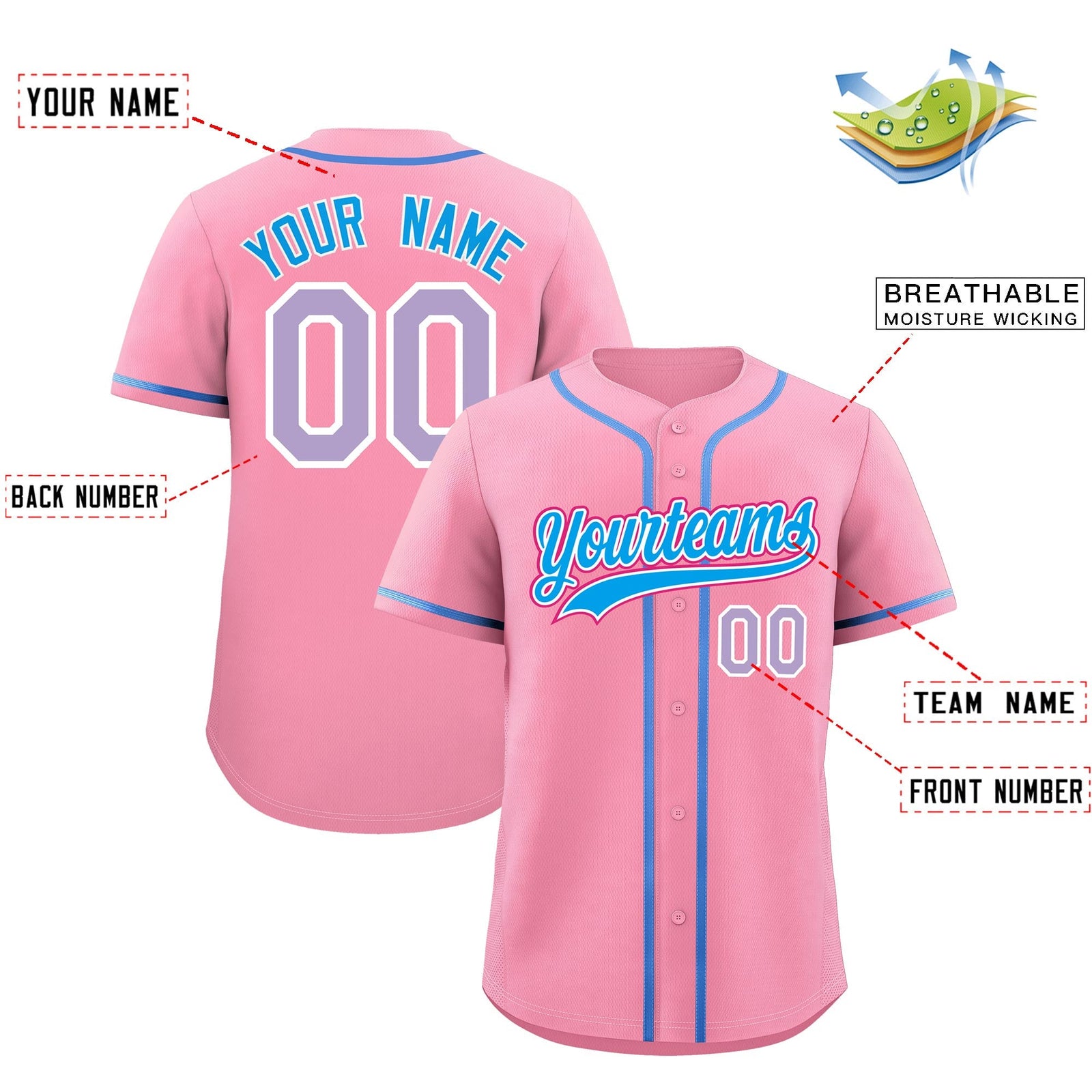Custom Light Pink Classic Style Stitched Sports Uniform Personalized For Teams Quick Dry Baseball Jersey| KXKSHOP
