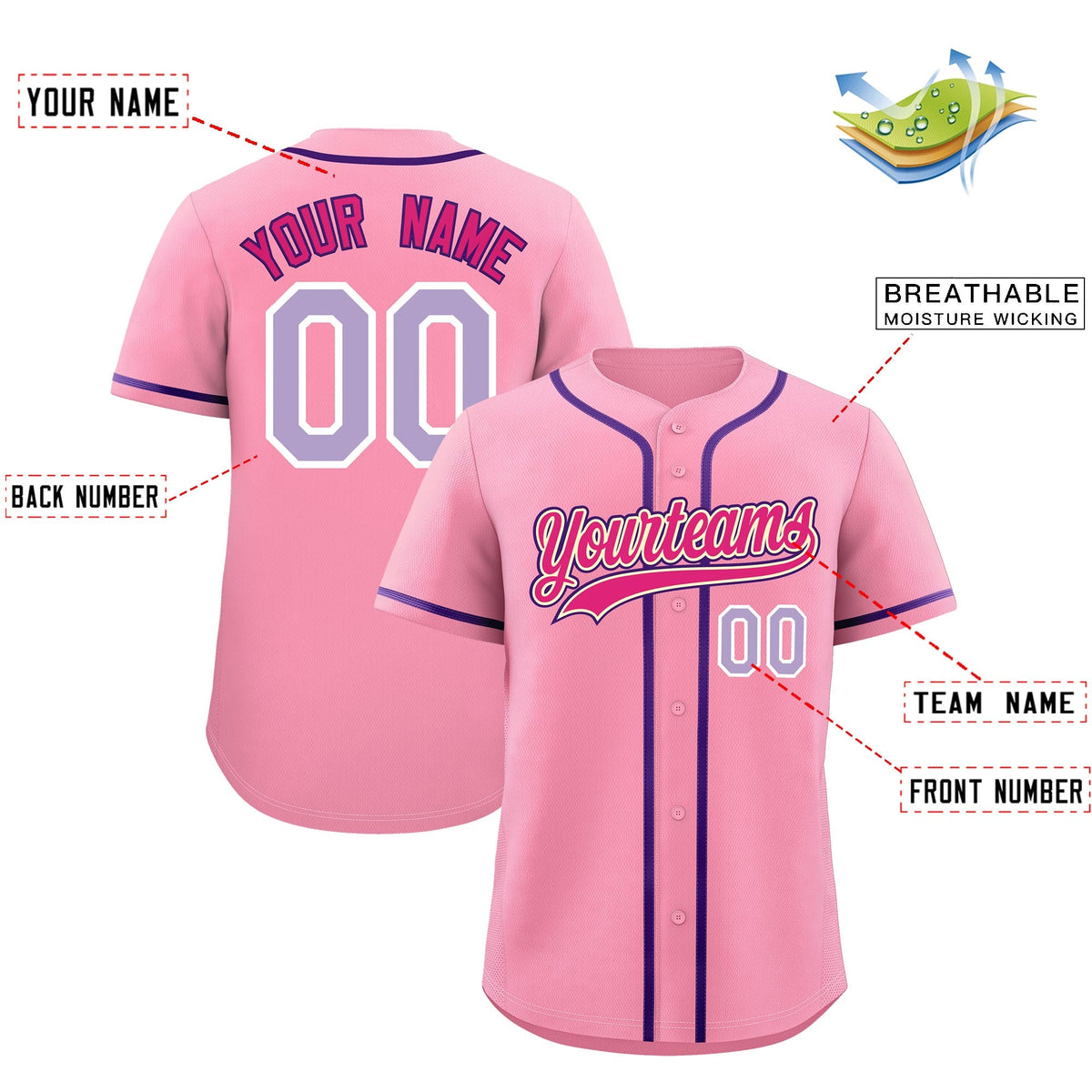 Custom Light Pink Classic Style Stitched Sports Uniform Personalized For Teams Lightweight Baseball Jersey| KXKSHOP
