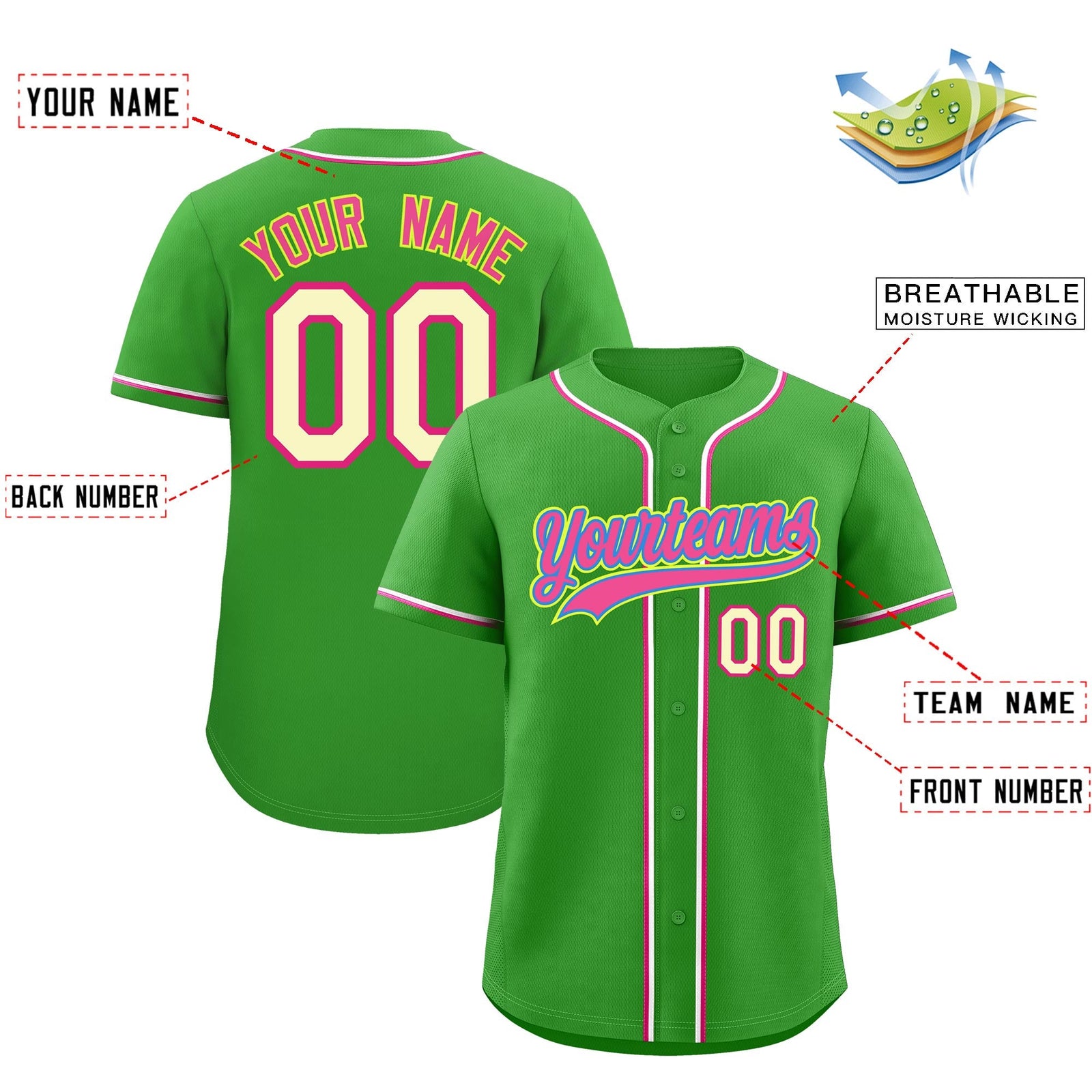 Custom Light Green Classic Style Stitched Sports Uniform Personalized For Teams Quick Dry Baseball Jersey| KXKSHOP