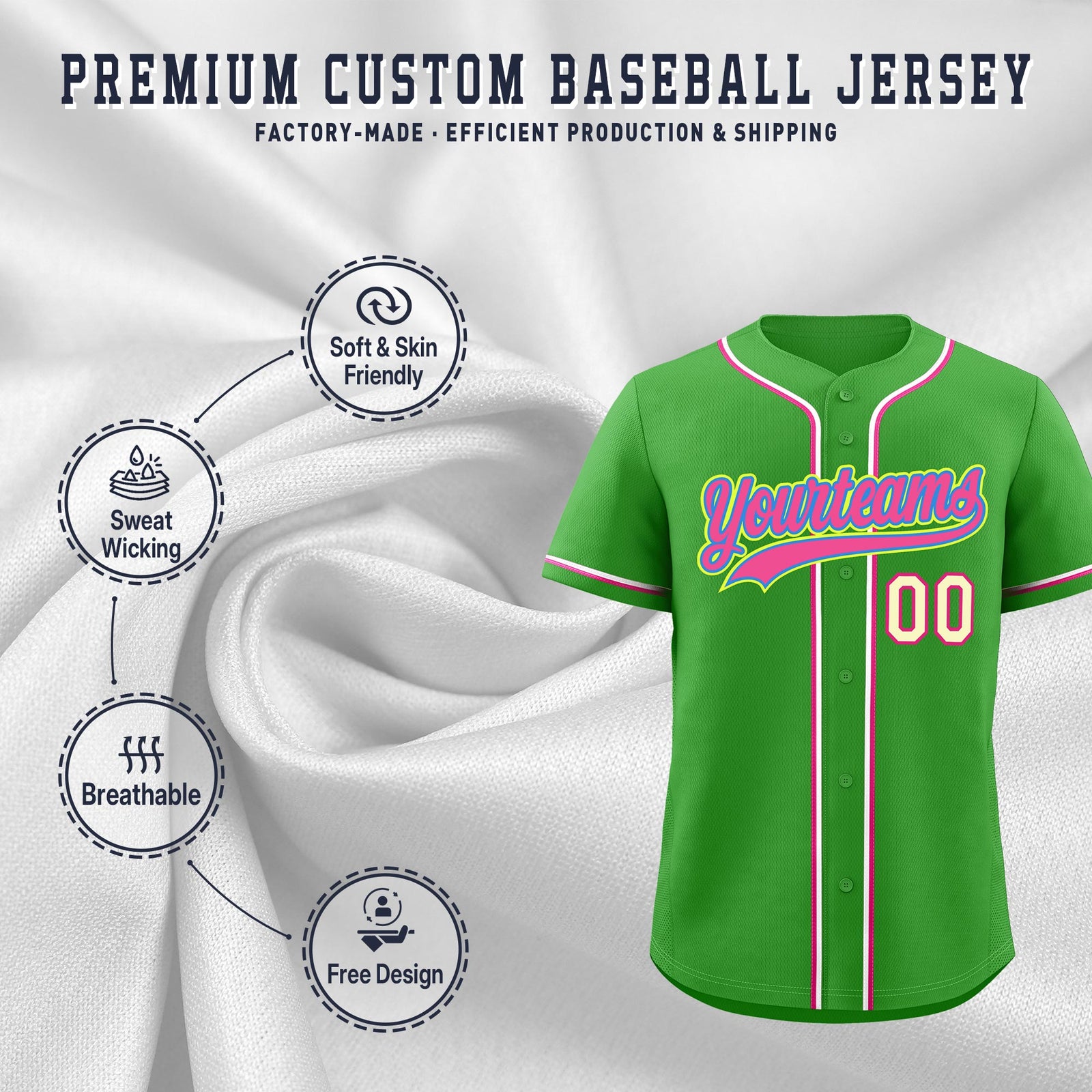 Custom Light Green Classic Style Stitched Sports Uniform Personalized For Teams Quick Dry Baseball Jersey| KXKSHOP