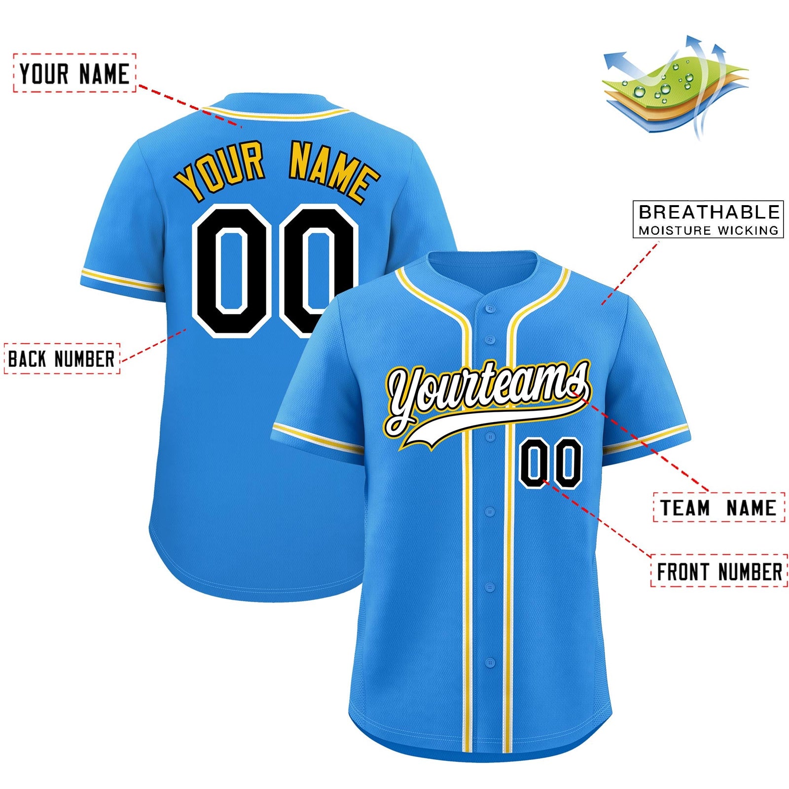 Custom Light Blue Classic Style Stitched Sports Uniform Personalized For Teams Lightweight Baseball Jersey| KXKSHOP