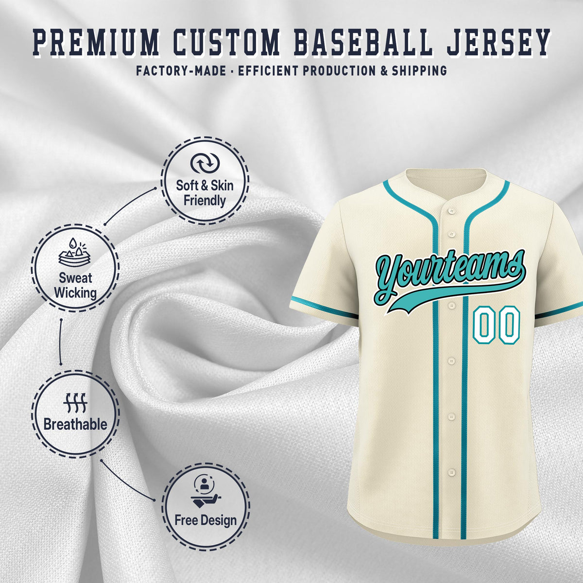 Custom Cream Classic Style Stitched Sports Uniform Personalized For Teams Lightweight Baseball Jersey| KXKSHOP
