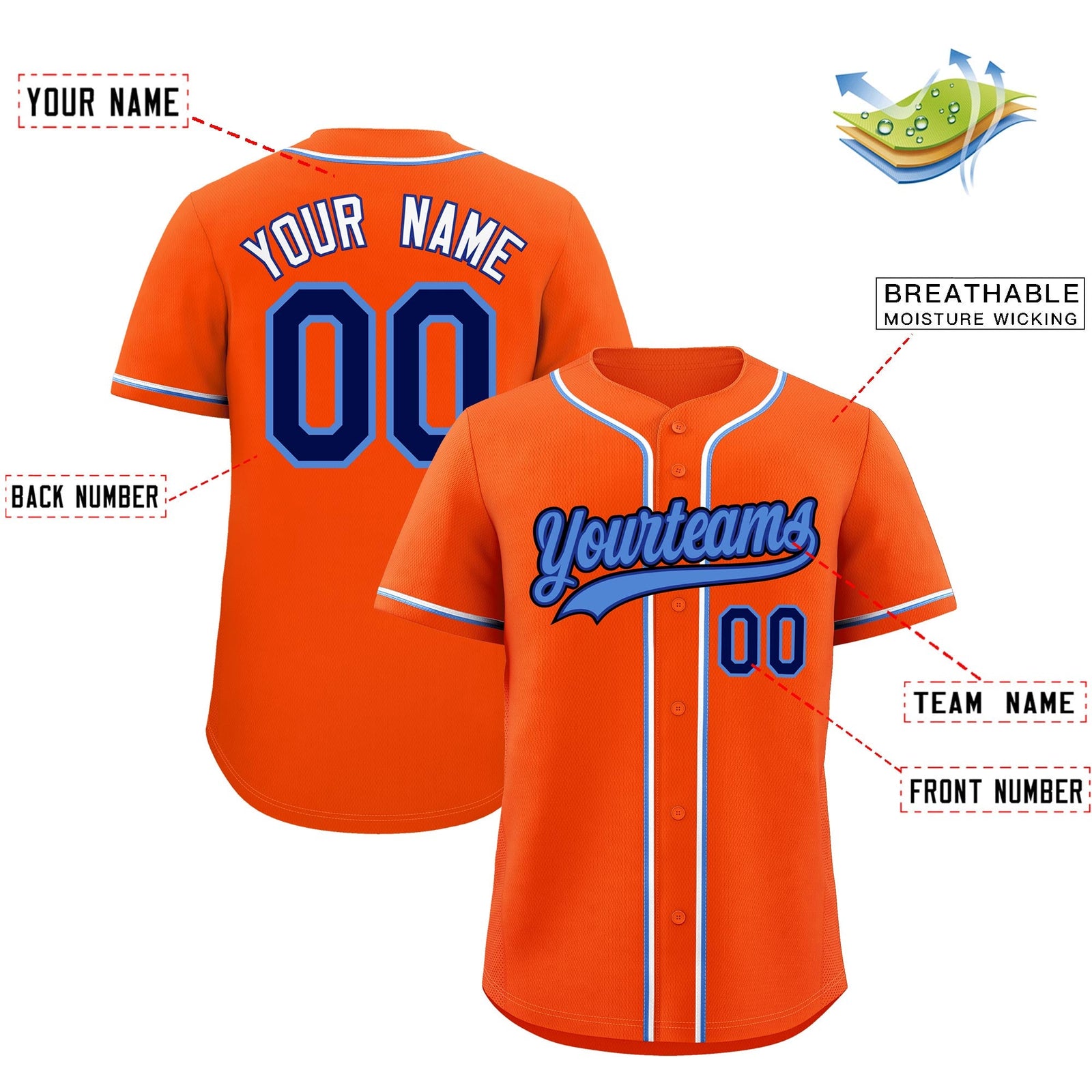 Custom Orange Classic Style Stitched Sports Uniform Personalized For Teams Lightweight Baseball Jersey| KXKSHOP