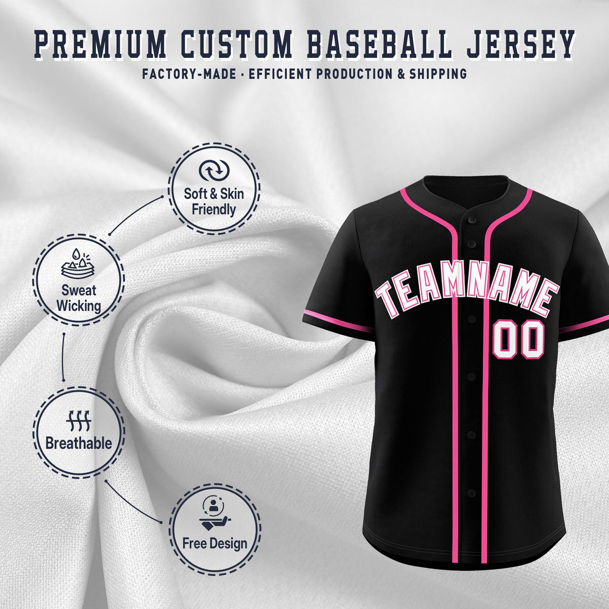 Custom Black Classic Style Stitched Sports Uniform Personalized For Teams Quick Dry Baseball Jersey| KXKSHOP