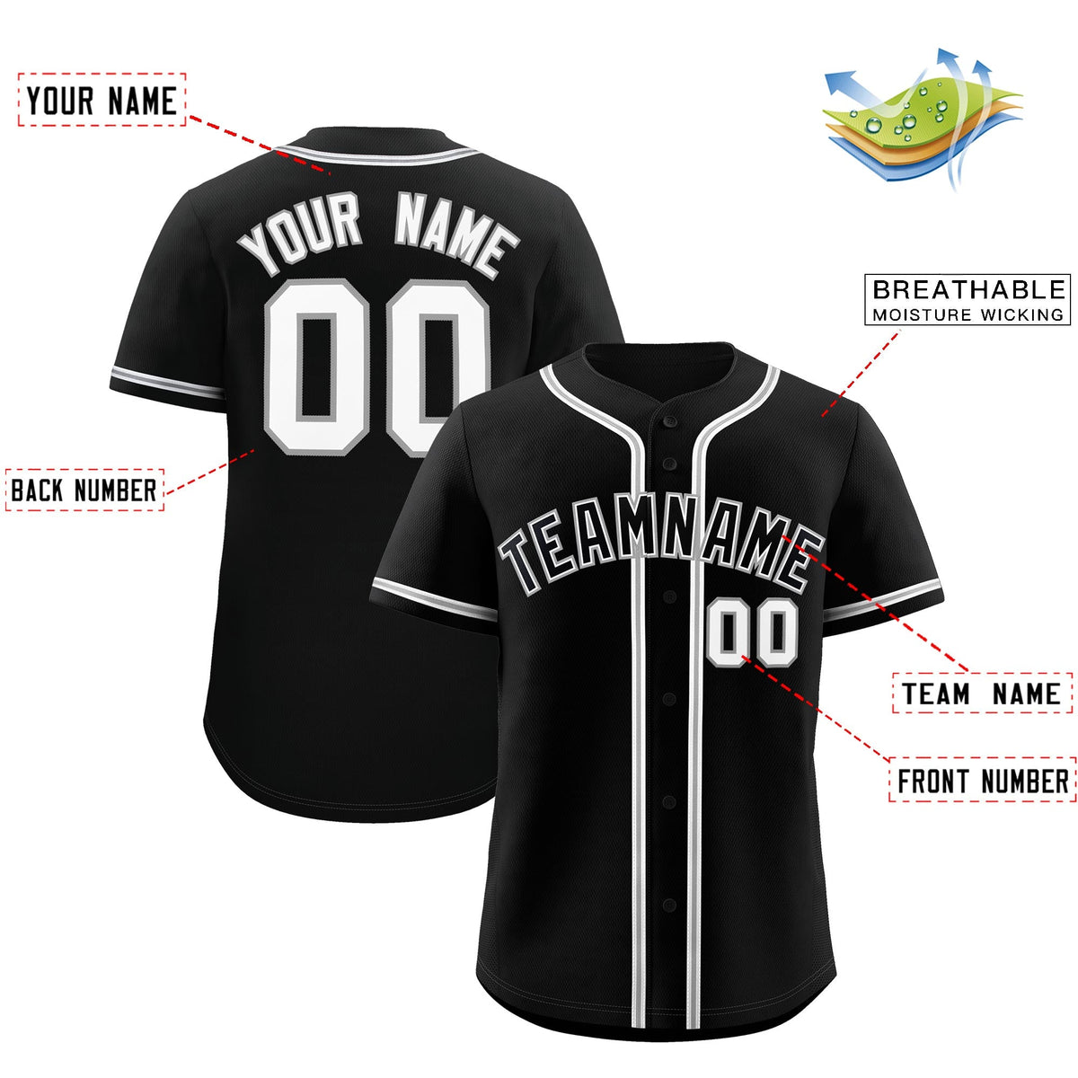 Custom Black Classic Style Stitched Sports Uniform Personalized For Teams Lightweight Baseball Jersey| KXKSHOP