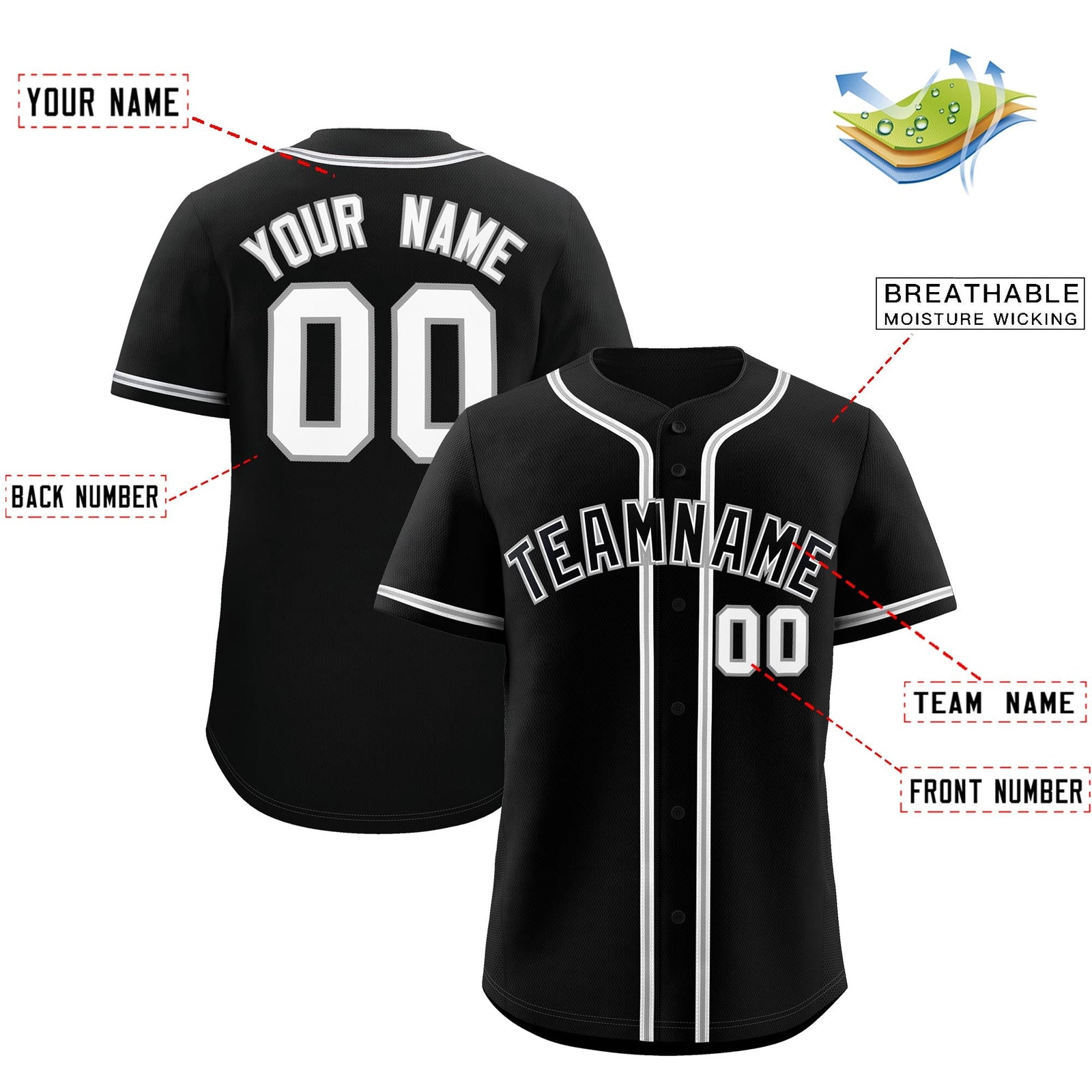 Custom Black Classic Style Stitched Sports Uniform Personalized For Teams Lightweight Baseball Jersey| KXKSHOP