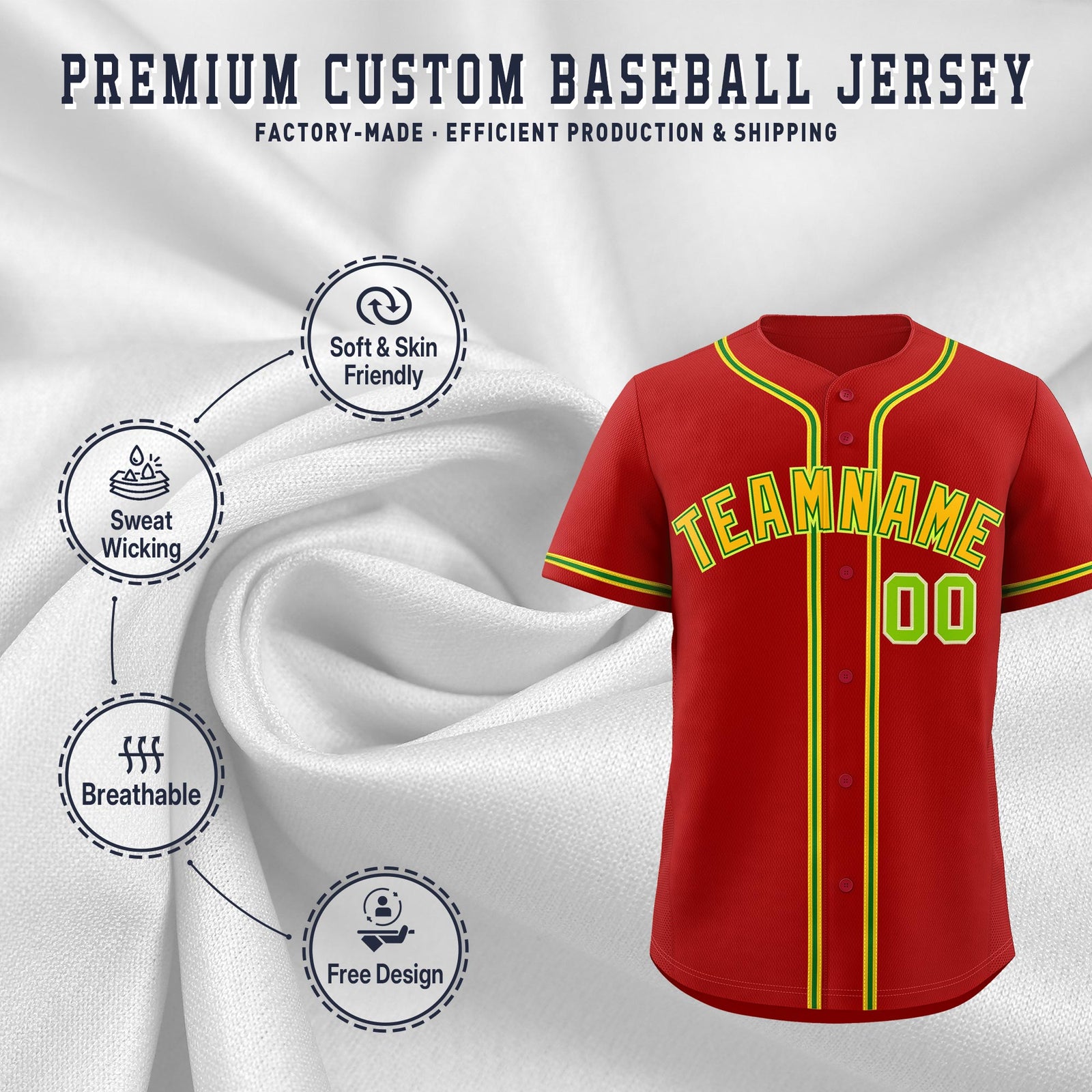 Custom Red Classic Style Stitched Sports Uniform Personalized For Teams Lightweight Baseball Jersey| KXKSHOP