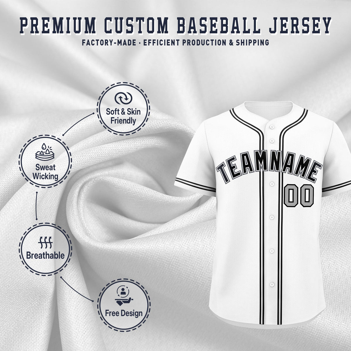 Custom White Classic Style Stitched Sports Uniform Personalized For Teams Quick Dry Baseball Jersey| KXKSHOP