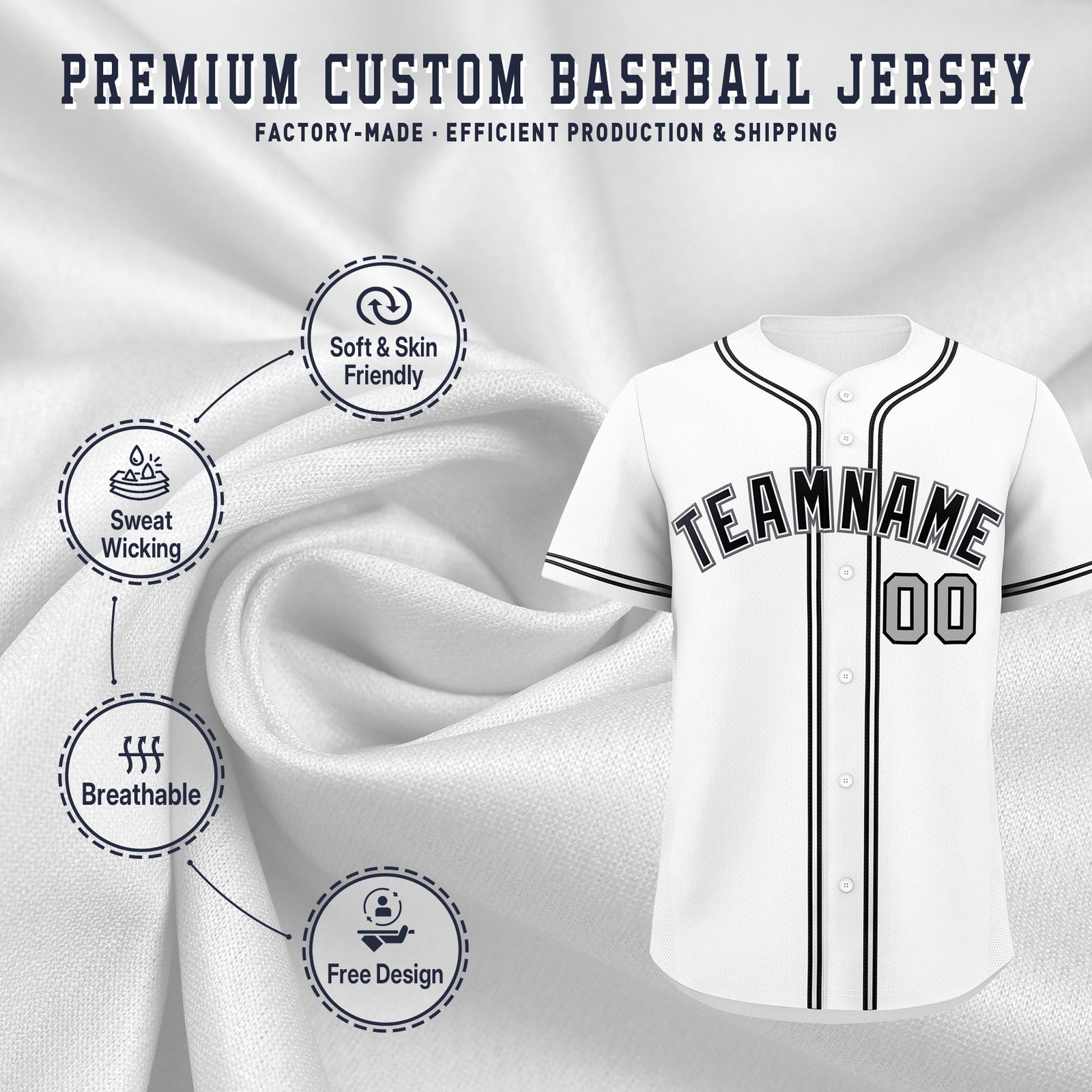 Custom White Classic Style Stitched Sports Uniform Personalized For Teams Quick Dry Baseball Jersey| KXKSHOP