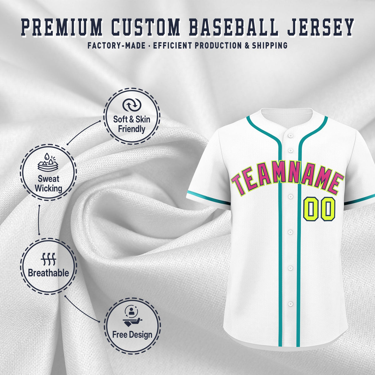 Custom White Classic Style Stitched Sports Uniform Personalized For Teams Lightweight Baseball Jersey| KXKSHOP