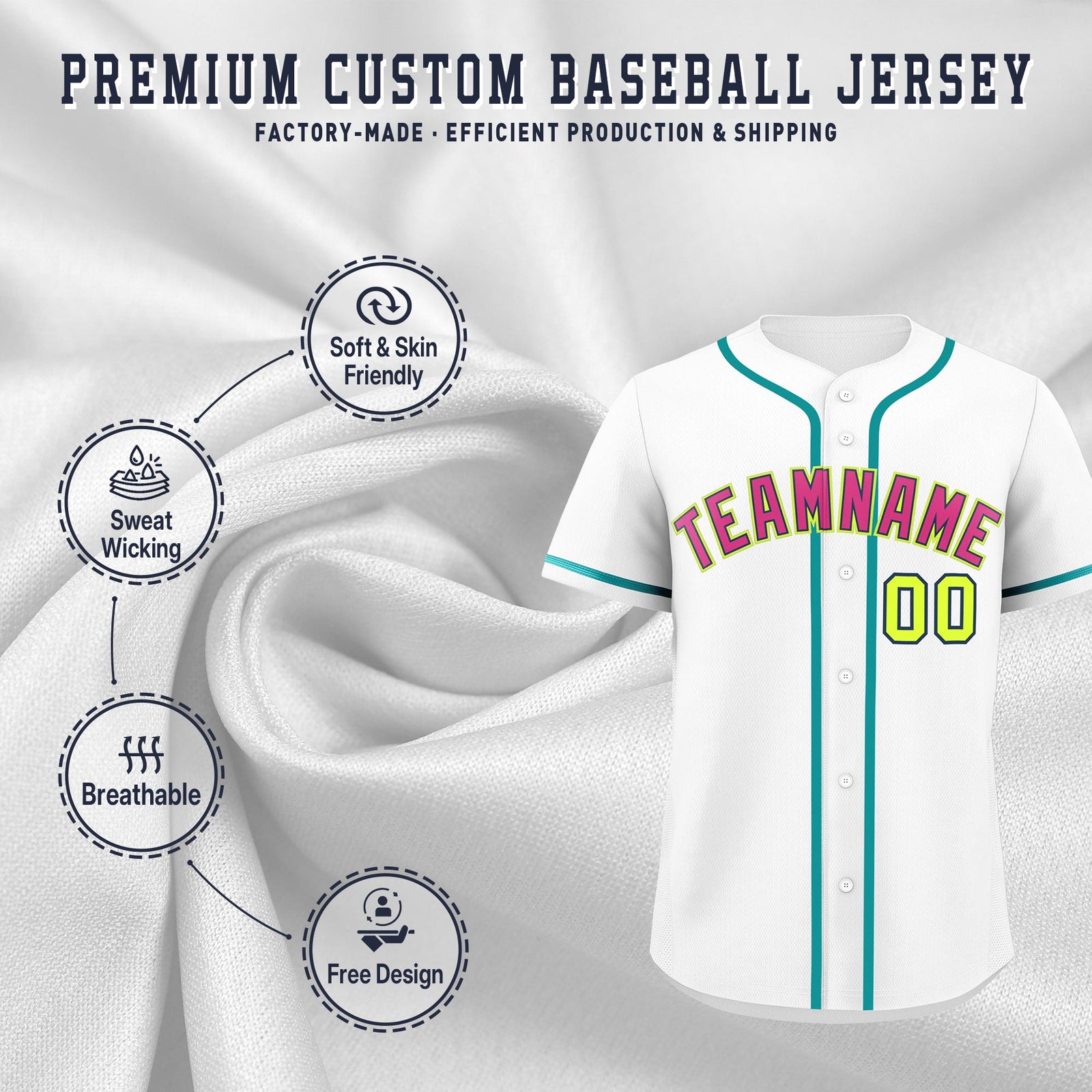 Custom White Classic Style Stitched Sports Uniform Personalized For Teams Lightweight Baseball Jersey| KXKSHOP