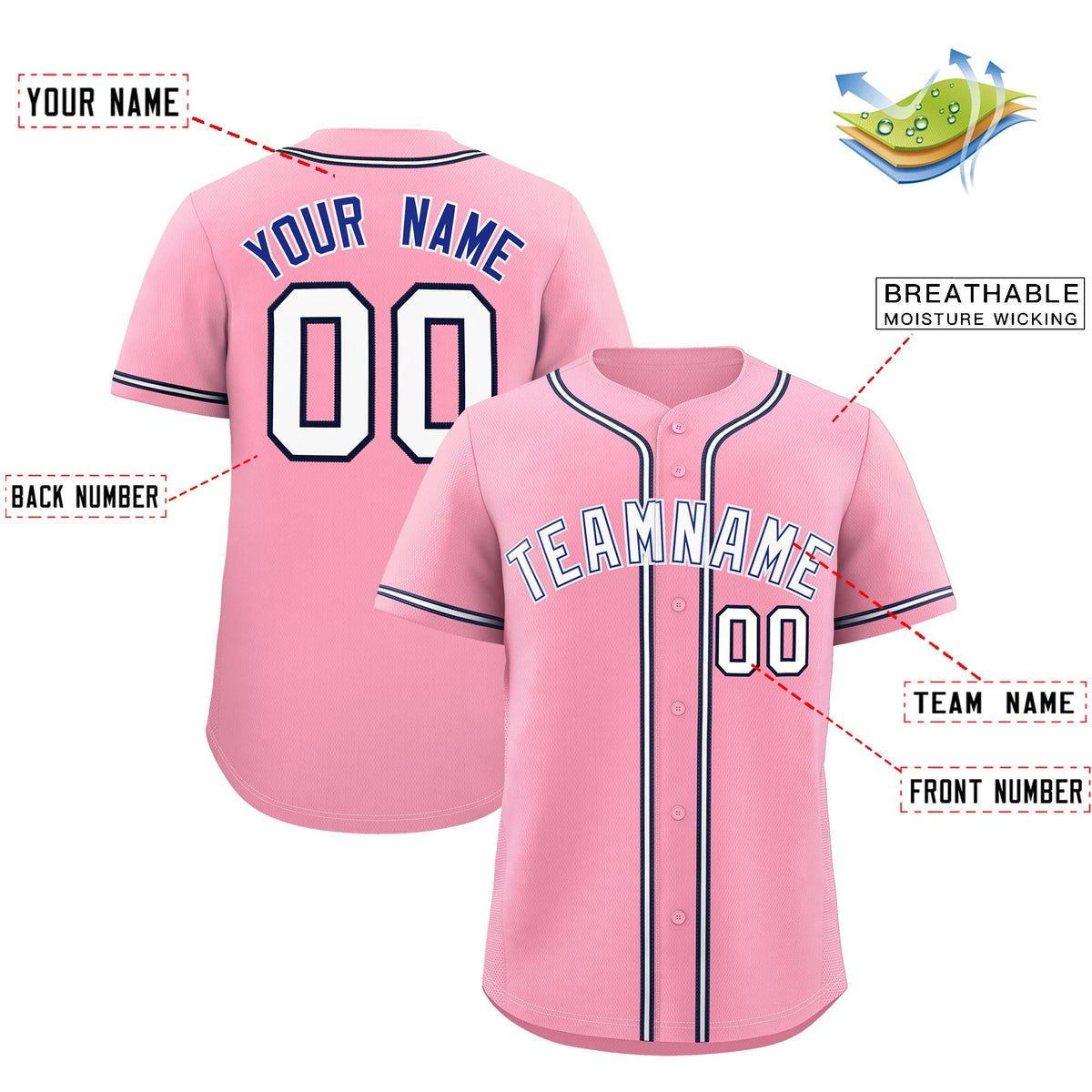 Custom Light Pink Classic Style Stitched Sports Uniform Personalized For Teams Lightweight Baseball Jersey| KXKSHOP