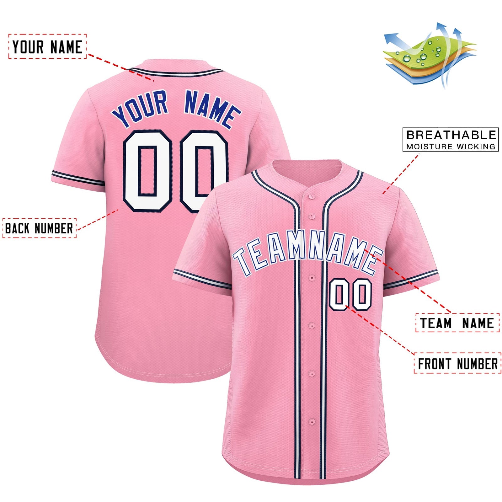 Custom Light Pink Classic Style Stitched Sports Uniform Personalized For Teams Lightweight Baseball Jersey| KXKSHOP
