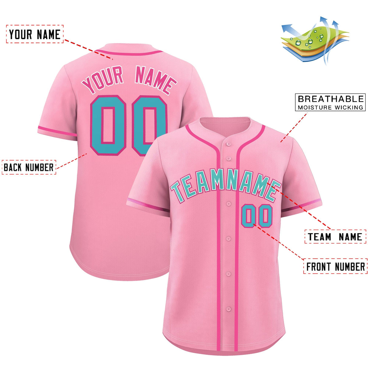 Custom Light Pink Classic Style Stitched Sports Uniform Personalized For Teams Lightweight Baseball Jersey| KXKSHOP