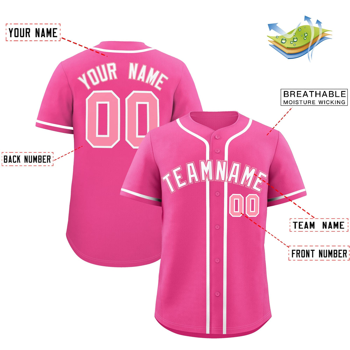 Custom Pink Classic Style Stitched Sports Uniform Personalized For Teams Quick Dry Baseball Jersey| KXKSHOP
