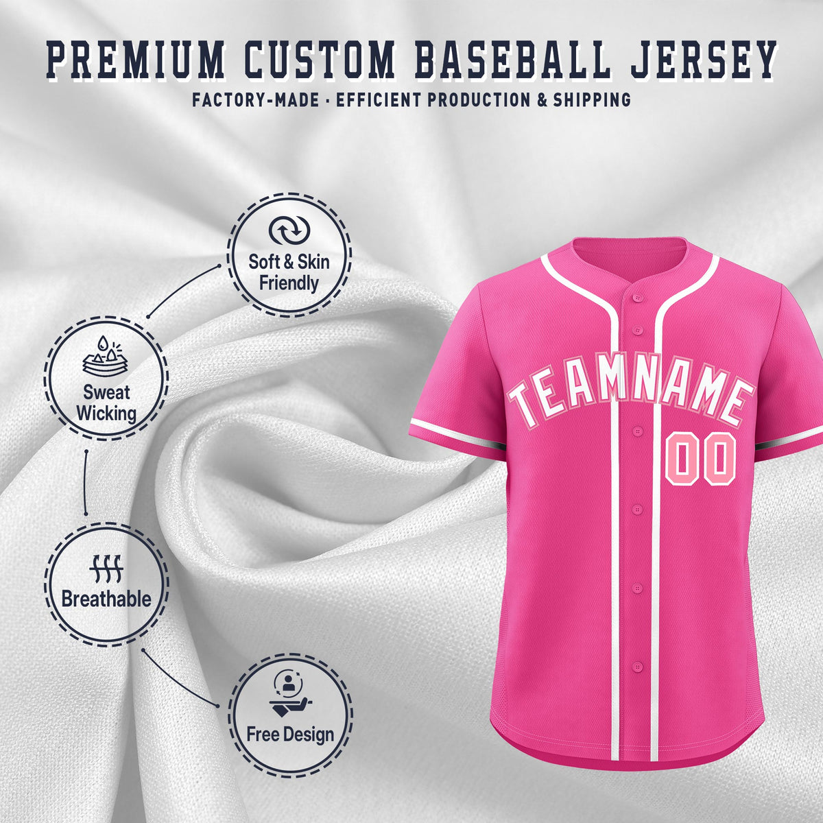 Custom Pink Classic Style Stitched Sports Uniform Personalized For Teams Quick Dry Baseball Jersey| KXKSHOP