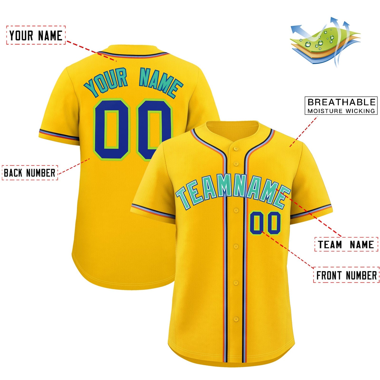 Custom Yellow Classic Style Stitched Sports Uniform Personalized For Teams Quick Dry Baseball Jersey| KXKSHOP