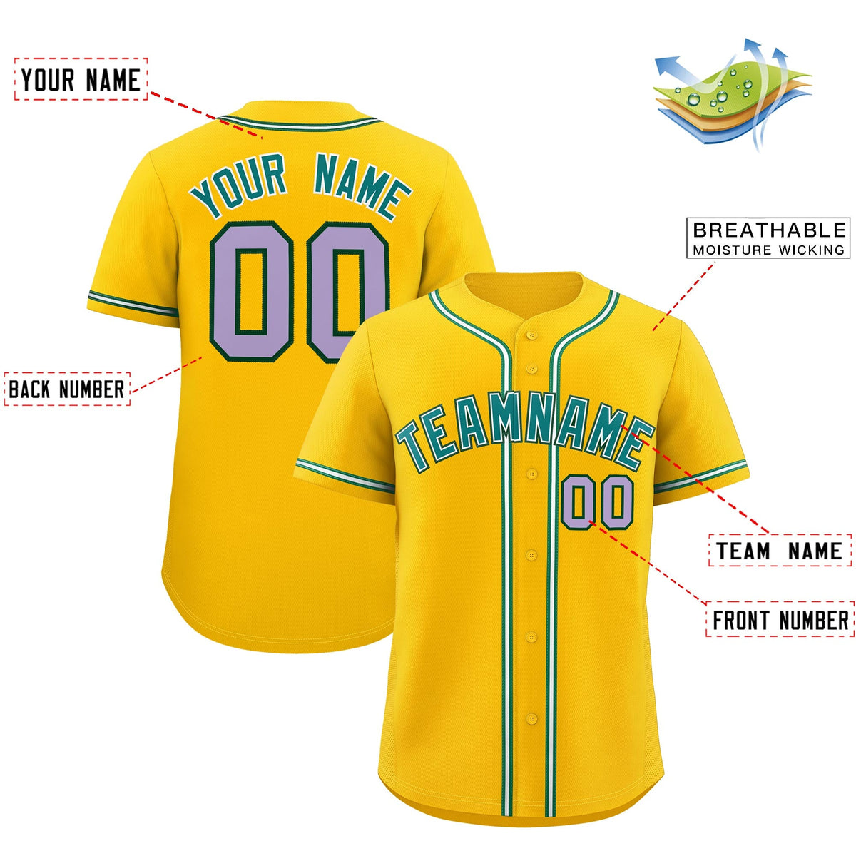 Custom Yellow Classic Style Stitched Sports Uniform Personalized For Teams Lightweight Baseball Jersey| KXKSHOP