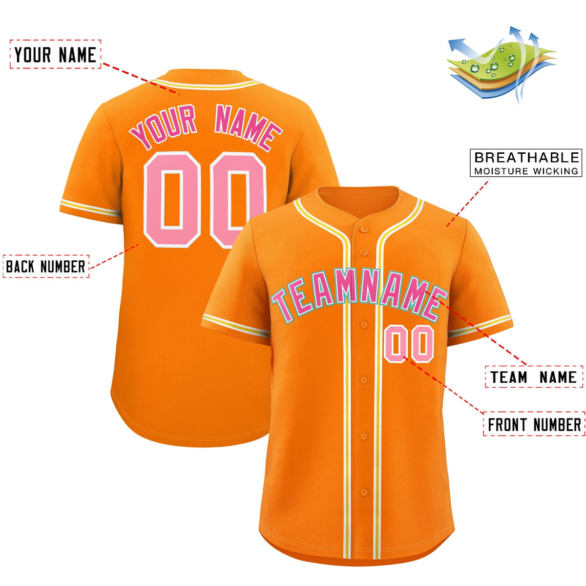 Custom Orange Classic Style Stitched Sports Uniform Personalized For Teams Quick Dry Baseball Jersey| KXKSHOP