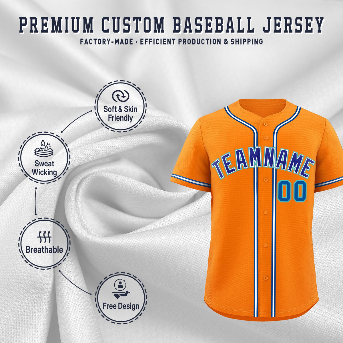 Custom Orange Classic Style Stitched Sports Uniform Personalized For Teams Quick Dry Baseball Jersey| KXKSHOP