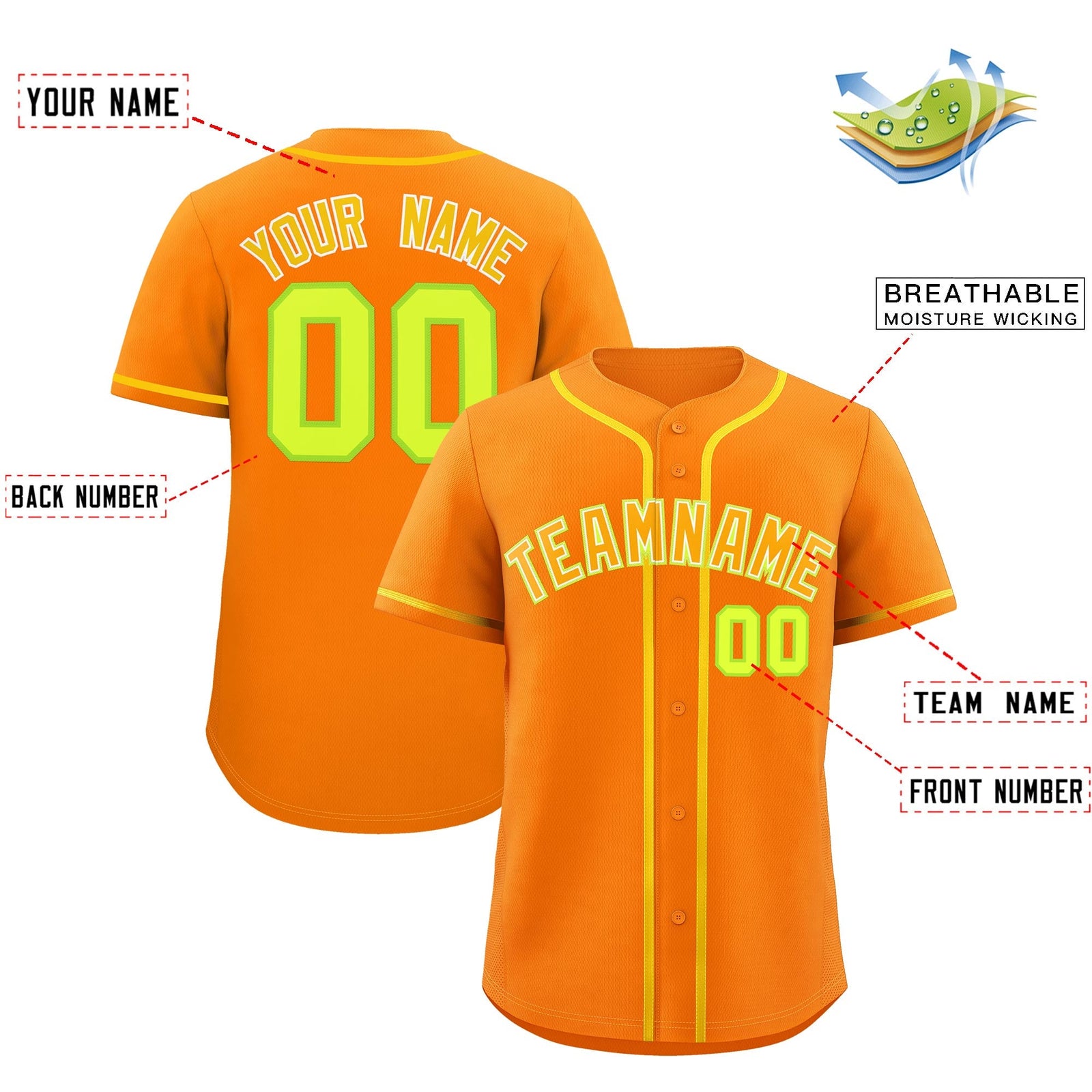 Custom Orange Classic Style Stitched Sports Uniform Personalized For Teams Lightweight Baseball Jersey| KXKSHOP