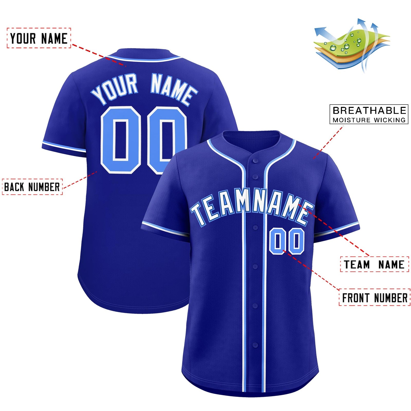 Custom Royal Classic Style Stitched Sports Uniform Personalized For Teams Quick Dry Baseball Jersey| KXKSHOP