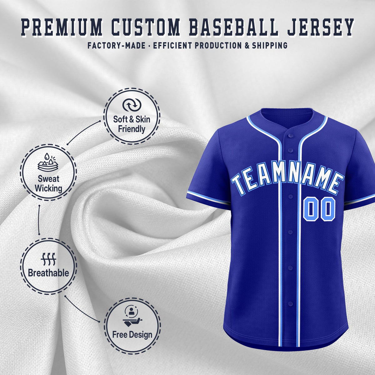 Custom Royal Classic Style Stitched Sports Uniform Personalized For Teams Quick Dry Baseball Jersey| KXKSHOP