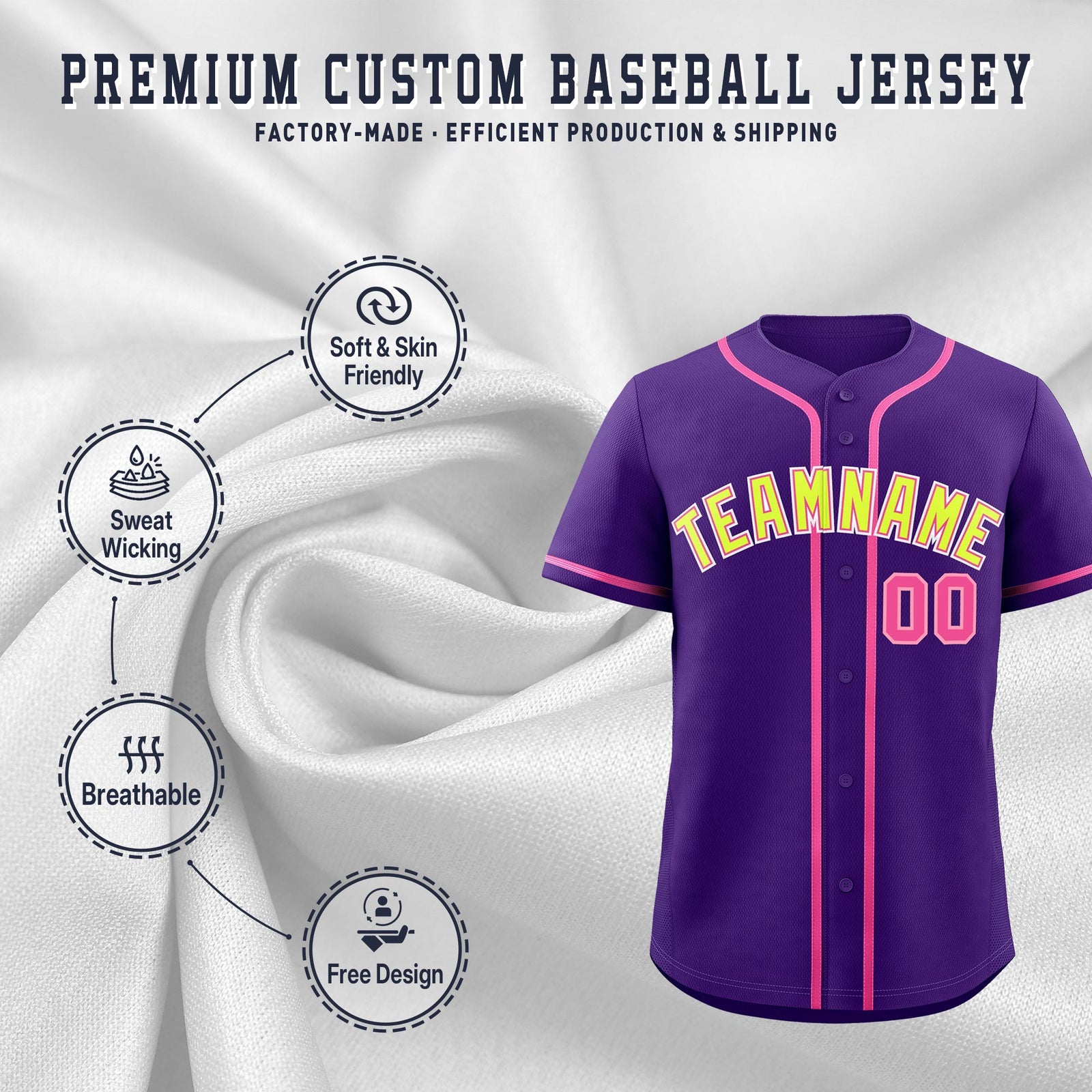 Custom Purple Classic Style Stitched Sports Uniform Personalized For Teams Quick Dry Baseball Jersey| KXKSHOP