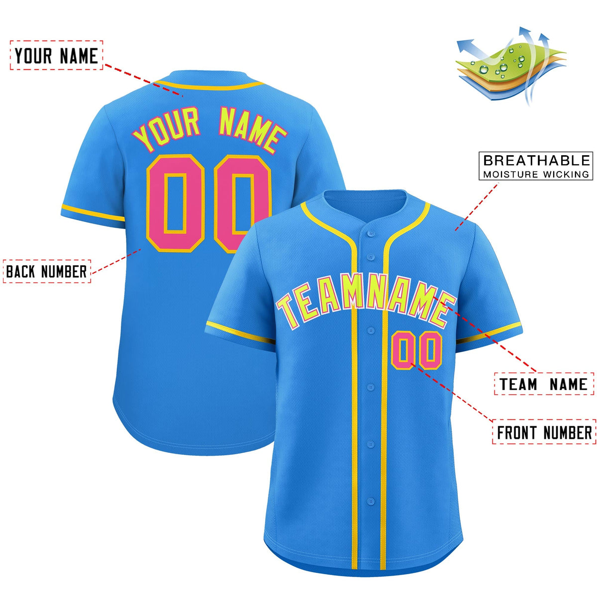 Custom Light Blue Classic Style Stitched Sports Uniform Personalized For Teams Quick Dry Baseball Jersey| KXKSHOP